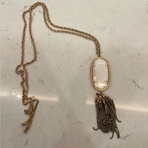 Kendra Scott Rayne necklace in ivory pearl rose gold